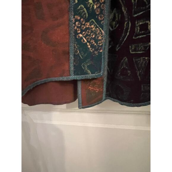 Bread Button Front Cotton Stretch L Asymmetrical 3/4 Sleeve Blouse Top Earthy - Picture 7 of 9